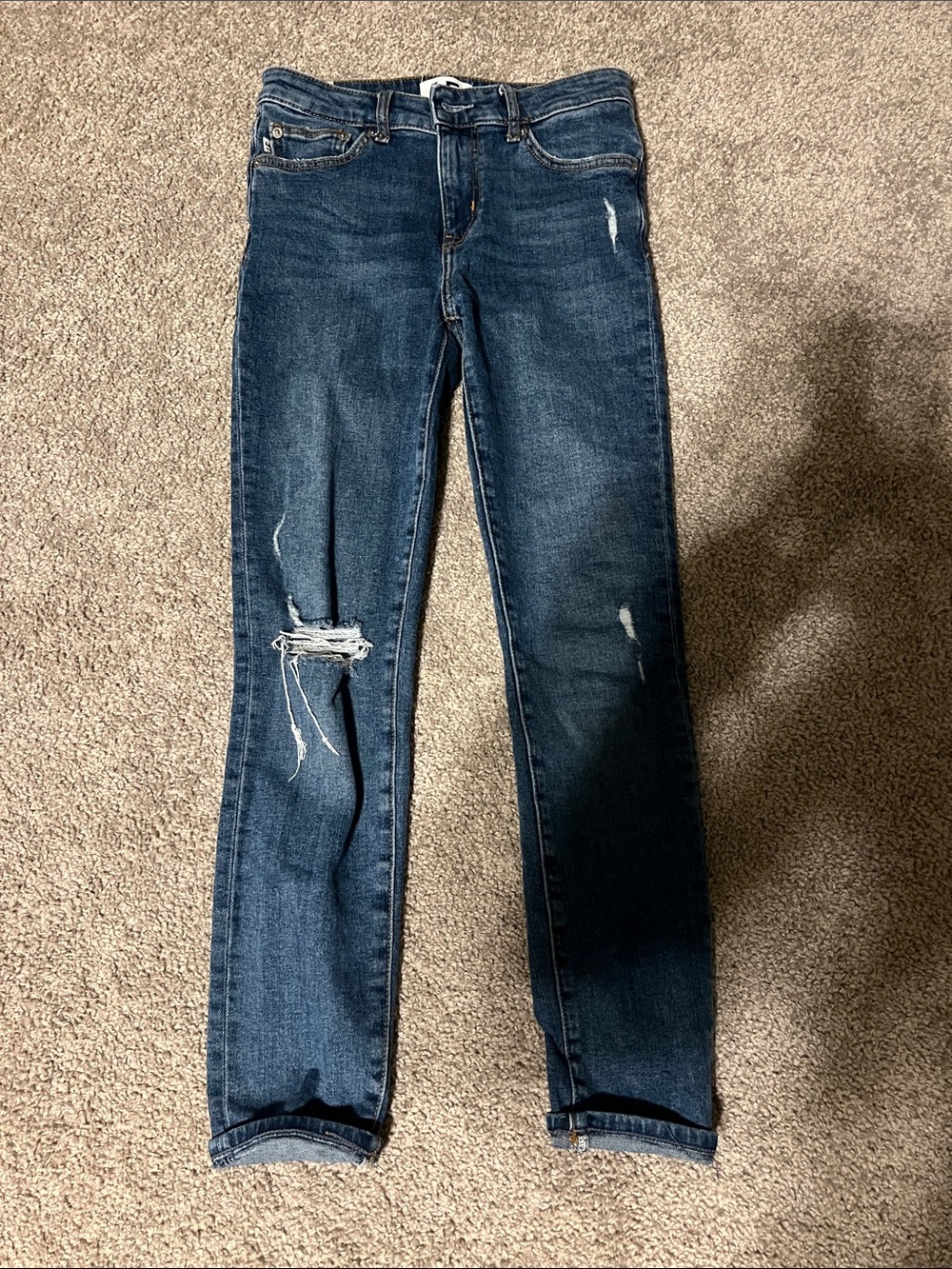 Lovers + Friends Dark Blue Skinny Distressed Jeans